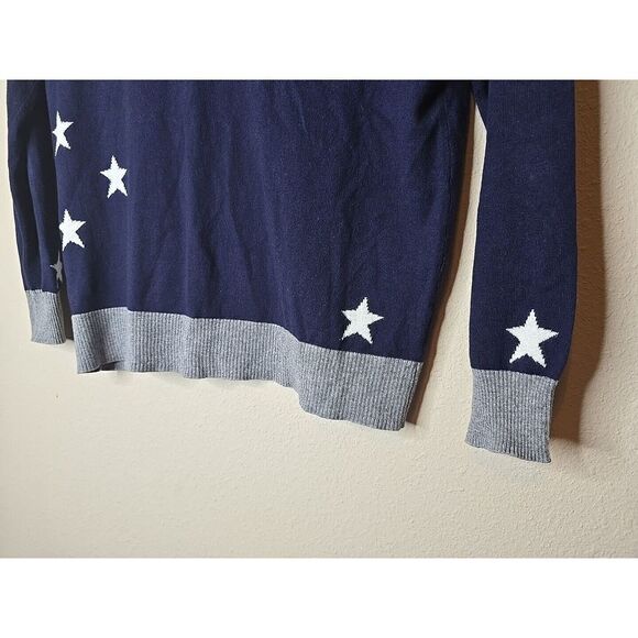 Chaser Women’s Star Sweater Size Medium Gray Blue Cotton Cashmere Blend t14 - Picture 4 of 6